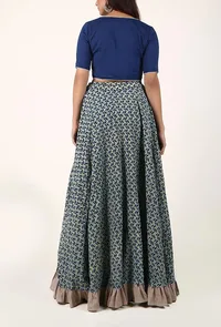 Mint Green Ajrakh Cotton Skirt image 4