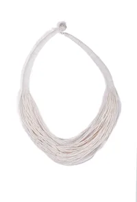 Sand White Layered Thread Necklace image 2
