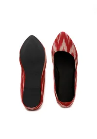 Cherry Red Ikkat Cruelty Free Leather Flat Ballerinas image 3
