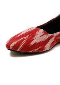 Cherry Red Ikkat Cruelty Free Leather Flat Ballerinas image 4