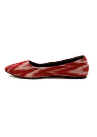 Cherry Red Ikkat Cruelty Free Leather Flat Ballerinas image 5