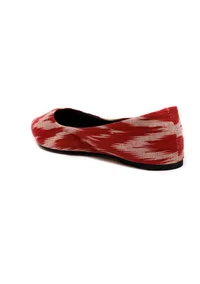 Cherry Red Ikkat Cruelty Free Leather Flat Ballerinas image 6