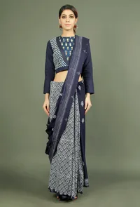 Blue Cotton Baghru Patchwork Blouse image 2