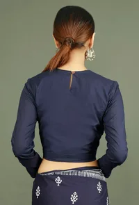 Blue Cotton Baghru Patchwork Blouse image 4