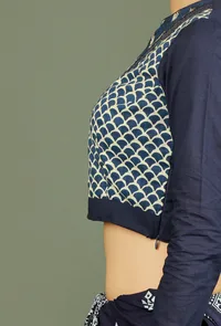 Blue Cotton Baghru Patchwork Blouse image 5
