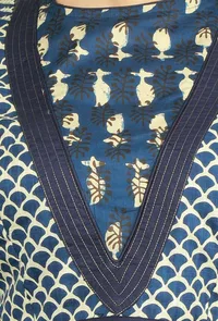 Blue Cotton Baghru Patchwork Blouse image 6