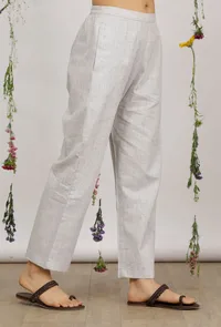 Grey Cotton Khaadi Straight Pants image 2