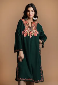 Everglade Aari Embroidered Kashmiri Phiran-Free Size image 1