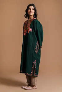 Everglade Aari Embroidered Kashmiri Phiran-Free Size image 3