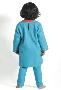 Sky Blue Pure Woollen Phiran set image 3