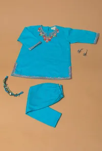 Sky Blue Pure Woollen Phiran set image 4