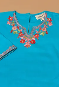 Sky Blue Pure Woollen Phiran set image 5