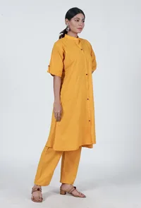 Yellow Cotton Kurta image 4