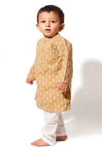 Mustard Cotton Kurta Pyjama Set image 2