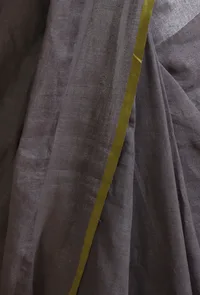 Grey Color Cotton Linen Saree With Unstitched Blouse image 6