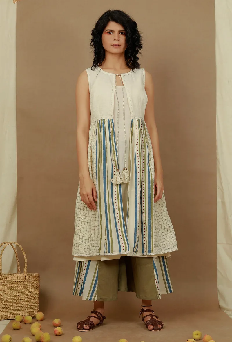 Set Of 3: Cotton Overlay, Slip And Culottes