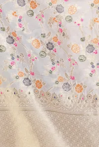 Off White Color Semi Silk Dupatta With Zari Weaving image 5