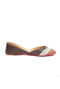 Caramel Beige Embroidered Cruelty-Free Leather Juttis image 5