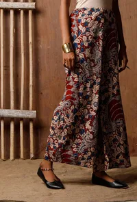 Kalamkari Block Printed Red Palazzos image 2