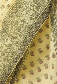 Set of 3: The Artful Yellow Kota Dupatta matched with The Charming Off White Kota Kurta and Pant image 5