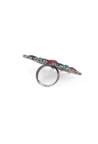 Multicolor Stones Oxidized Metal Casual Use Finger Rings image 5