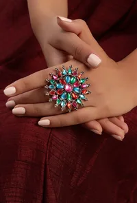 Multicolor Stones Oxidized Metal Casual Use Finger Rings image 6