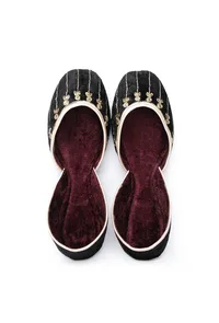 Dusky Grey Contrast Velvet Jutti image 1