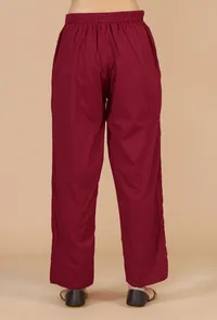 Set of 2: Red A-line Slip Kurta with Straight Pants image 6