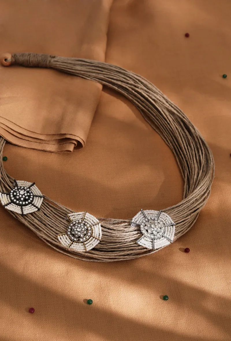 Beaded Party Wear Jute Necklace