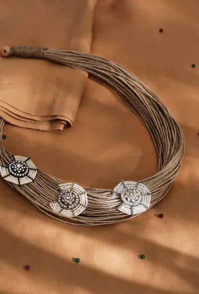 Beaded Party Wear Jute Necklace