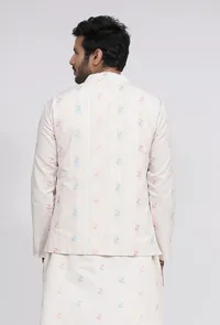 White Dobby Nehru Jacket image 3