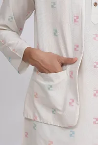 White Dobby Nehru Jacket image 5