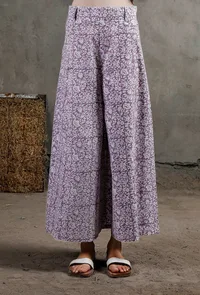 Purple Block Printed Cotton Culottes image 1