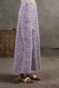 Purple Block Printed Cotton Culottes image 2