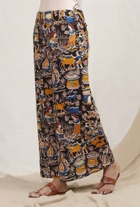 Kalamkari Block Printed Black Palazzos image 2