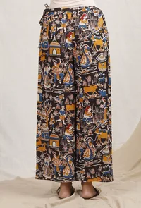 Kalamkari Block Printed Black Palazzos image 3