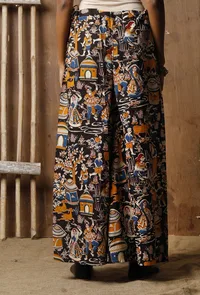 Kalamkari Block Printed Black Palazzos image 4