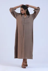 Women Brown Cotton Kurta image 1