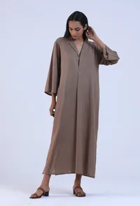 Women Brown Cotton Kurta image 2