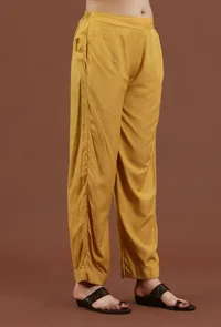 Solid Mustard Shantoon Straight Fit Ethnic Pant image 2