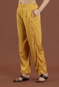 Solid Mustard Shantoon Straight Fit Ethnic Pant image 3