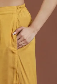 Solid Mustard Shantoon Straight Fit Ethnic Pant image 5