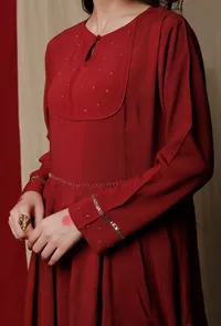 maroon  Handcrafted Georgette Cape image 4