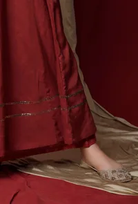 maroon  Handcrafted Georgette Cape image 5