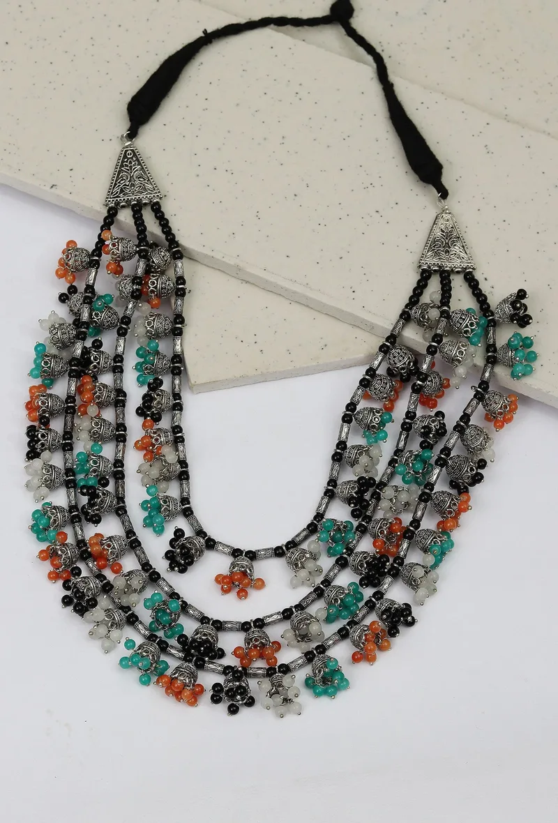 Multi-Layer Tribal Jhumki Necklace