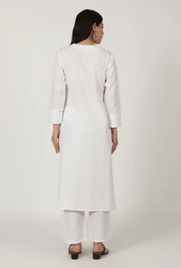White Moti Handwork Cotton Kurta image 4