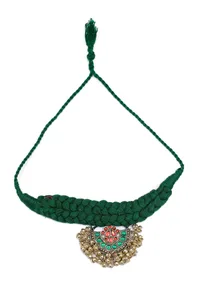 Sara Emerald Green Kundan Tribal Necklace image 2