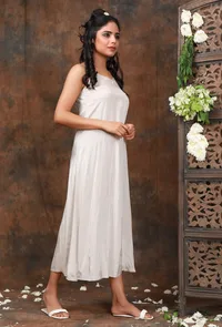 Solid ivory shantoon V neck slip dress image 3