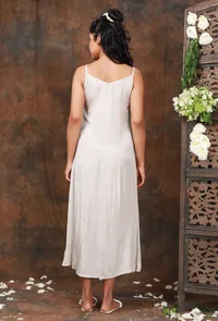 Solid ivory shantoon V neck slip dress image 4