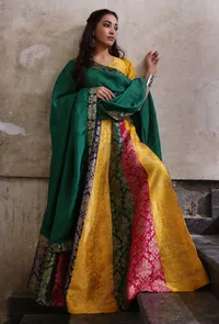 Green Silk Organza Dupatta With Green Banarasi Jacquard Border image 1